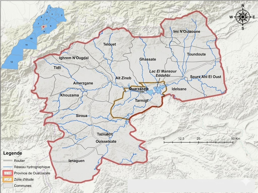 Detailed map of Ouarzazate communes