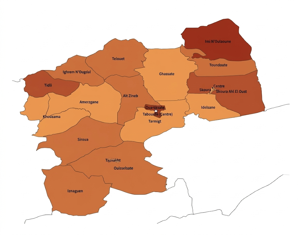HCP official map of Ouarzazate Province communes