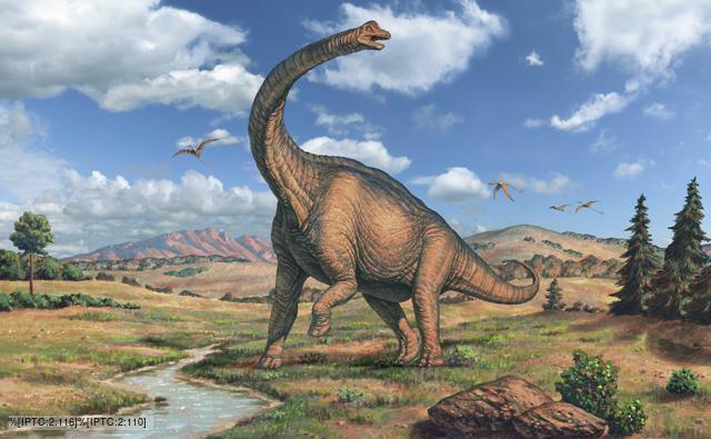 Illustration of a herbivorous Sauropoda dinosaur